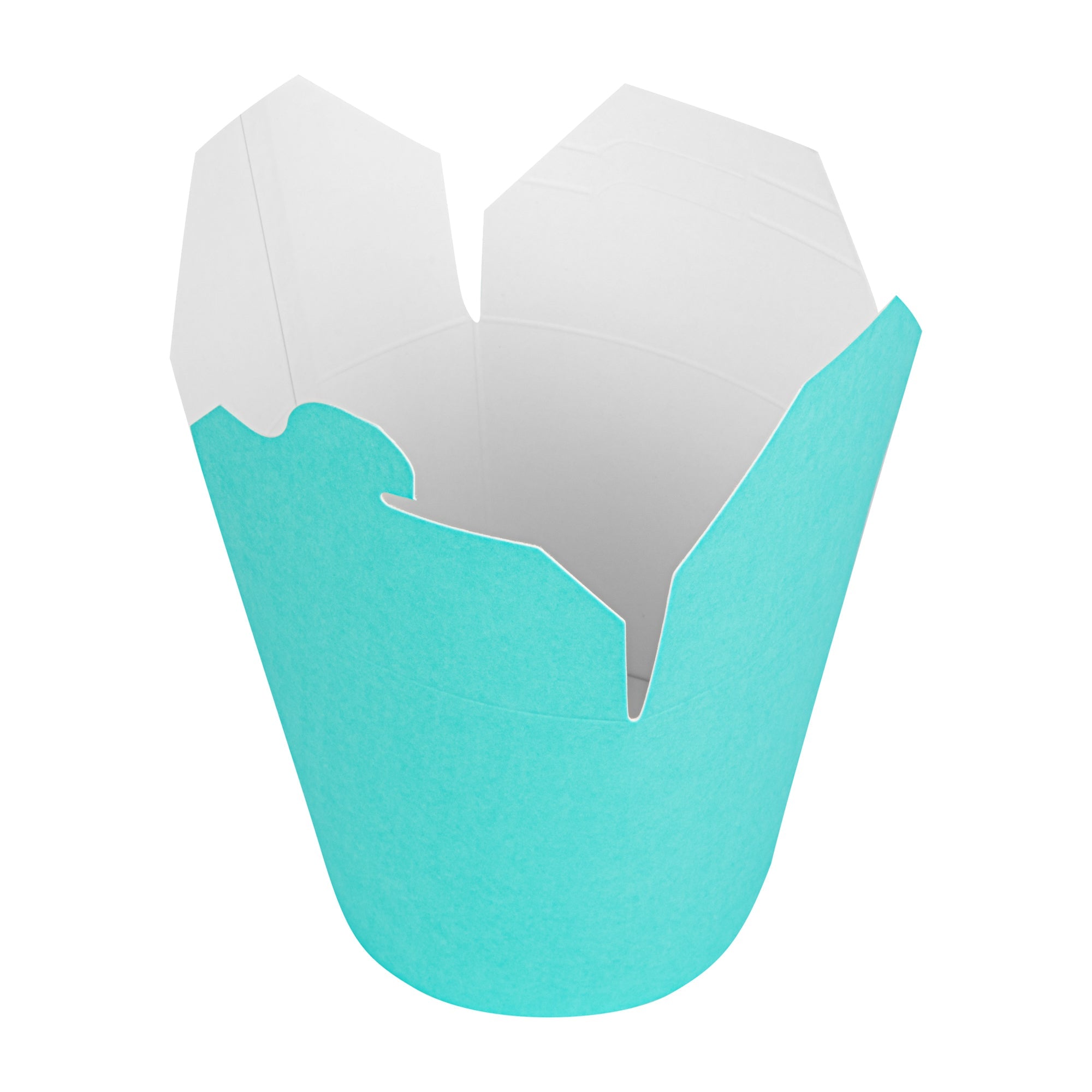 Bio Tek 26 oz Round Turquoise Paper Noodle Take Out Container - 4" x 3 1/2" x 3 3/4" - 50 count box