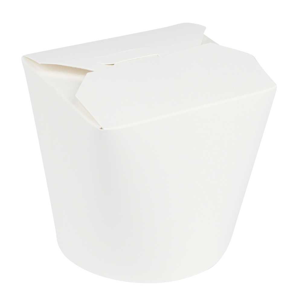 Bio Tek 26 oz Round White Paper Noodle Take Out Container - 4" x 3 1/2" x 3 3/4" - 50 count box