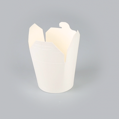 Bio Tek 26 oz Round White Paper Noodle Take Out Container - 4" x 3 1/2" x 3 3/4" - 50 count box