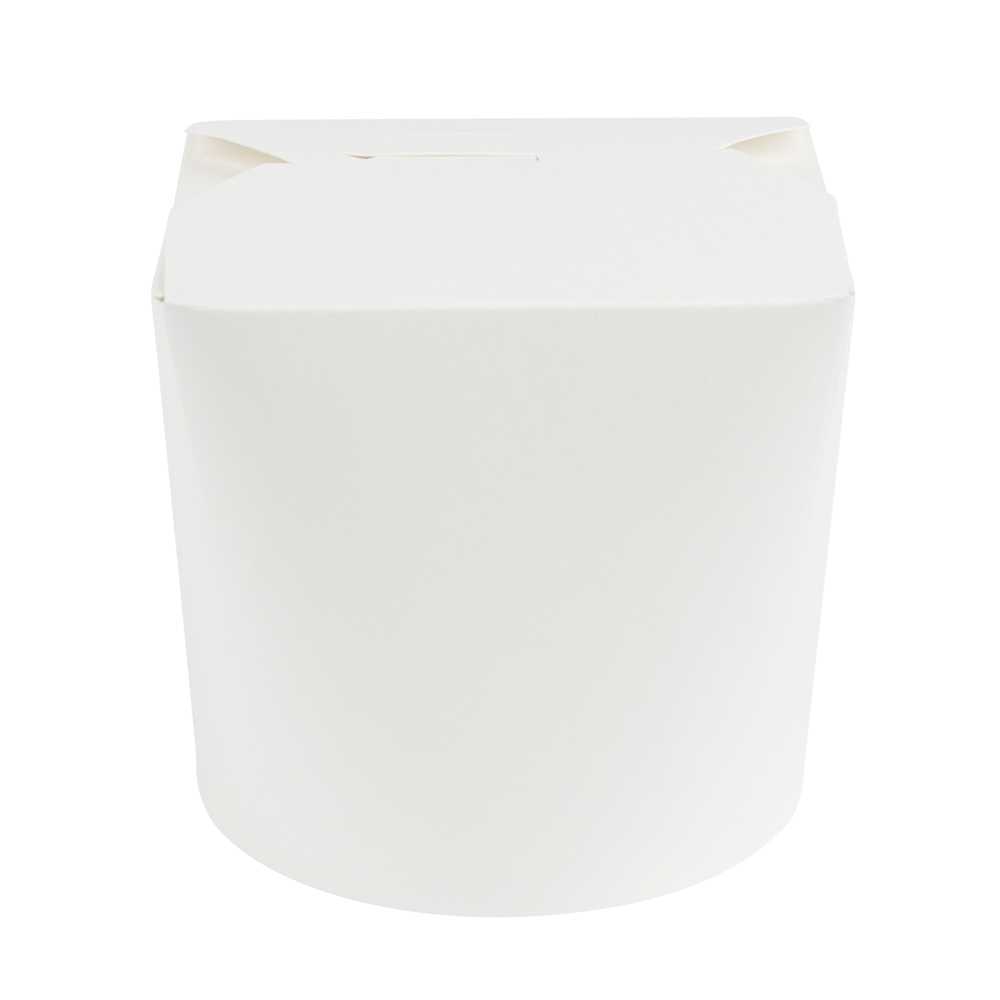 Bio Tek 26 oz Round White Paper Noodle Take Out Container - 4" x 3 1/2" x 3 3/4" - 50 count box