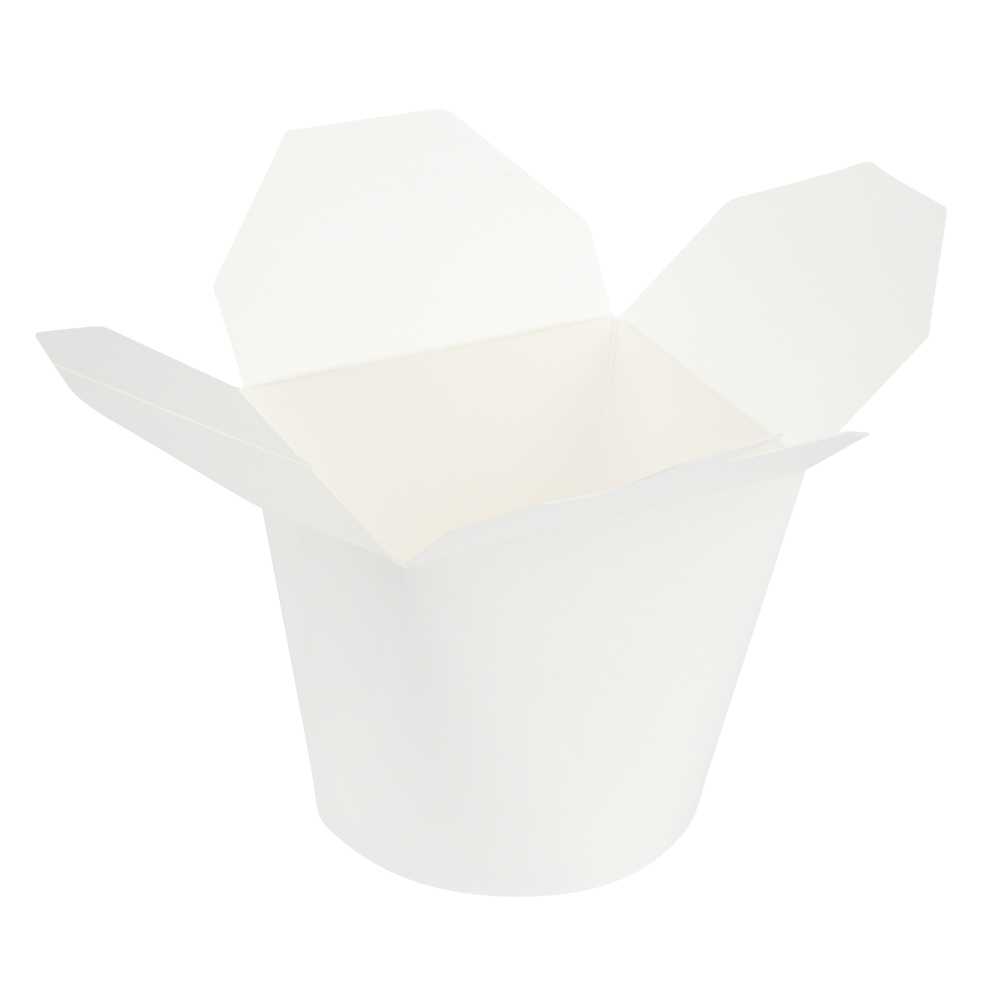 Bio Tek 26 oz Round White Paper Noodle Take Out Container - 4" x 3 1/2" x 3 3/4" - 200 count box
