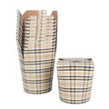 Bio Tek 32 oz Round Plaid Paper Noodle Take Out Container - 4" x 3 1/2" x 4 1/2" - 50 count box