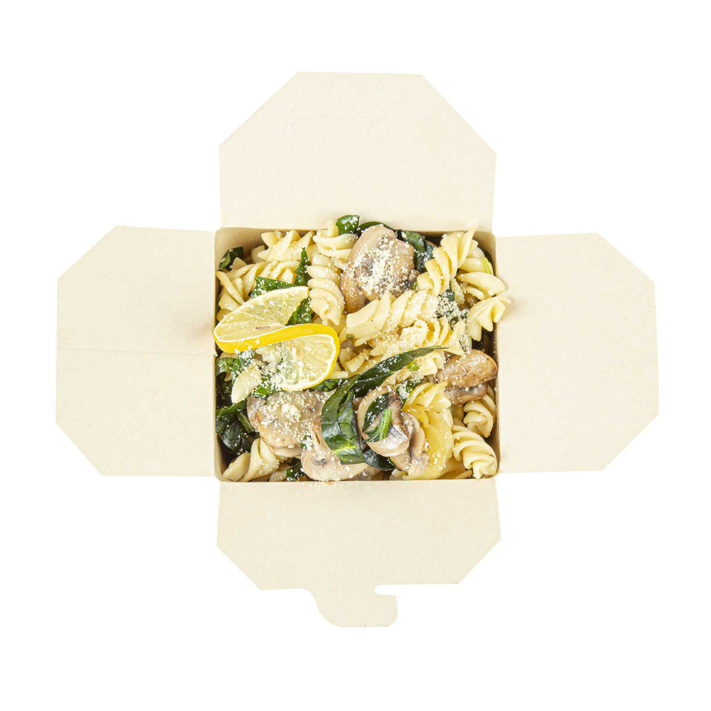 Bio Tek 32 oz Round Newsprint Paper Noodle Take Out Container - 4" x 3 1/2" x 4 1/2" - 50 count box