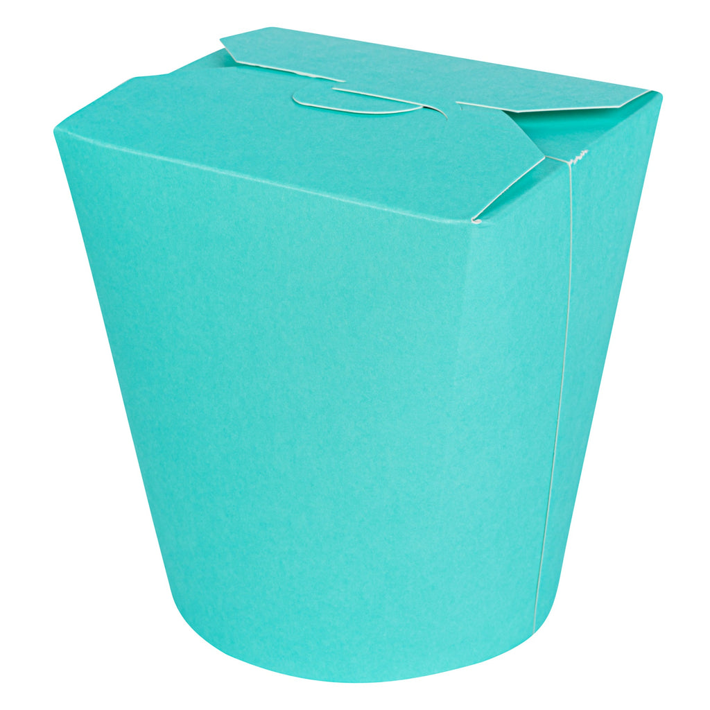 Bio Tek 32 oz Round Turquoise Paper Noodle Take Out Container - 4" x 3 1/2" x 4 1/2" - 50 count box