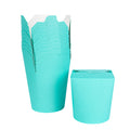 Bio Tek 32 oz Round Turquoise Paper Noodle Take Out Container - 4" x 3 1/2" x 4 1/2" - 50 count box
