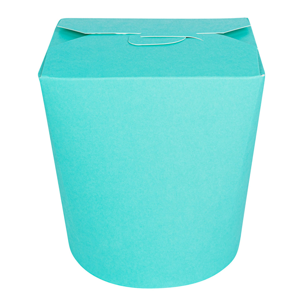 Bio Tek 32 oz Round Turquoise Paper Noodle Take Out Container - 4" x 3 1/2" x 4 1/2" - 50 count box