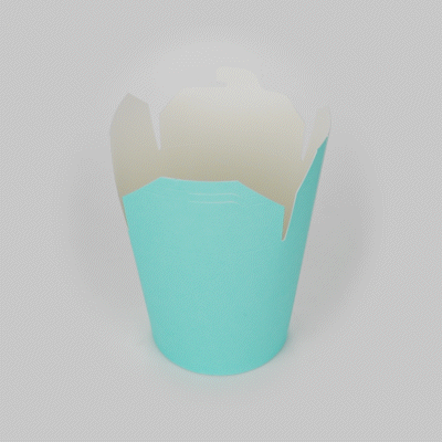 Bio Tek 32 oz Round Turquoise Paper Noodle Take Out Container - 4" x 3 1/2" x 4 1/2" - 200 count box