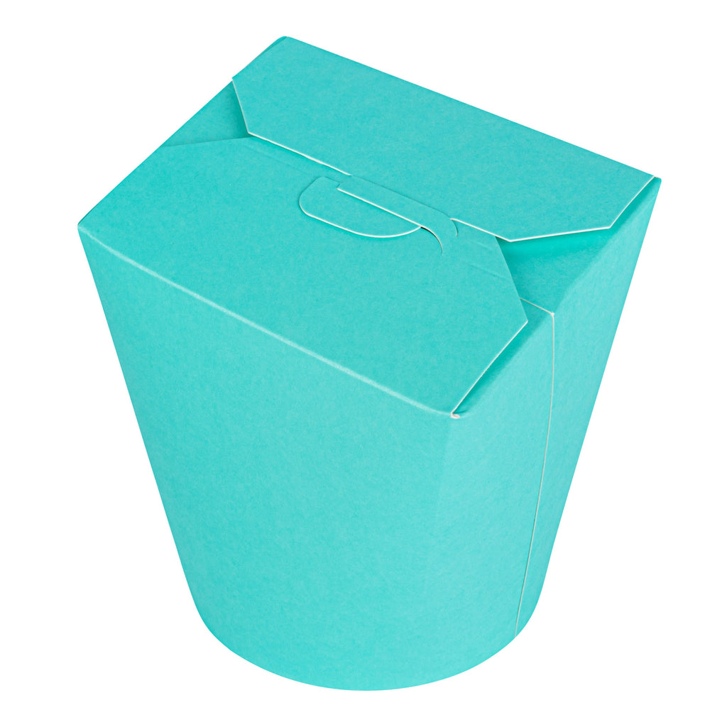 Bio Tek 32 oz Round Turquoise Paper Noodle Take Out Container - 4" x 3 1/2" x 4 1/2" - 200 count box