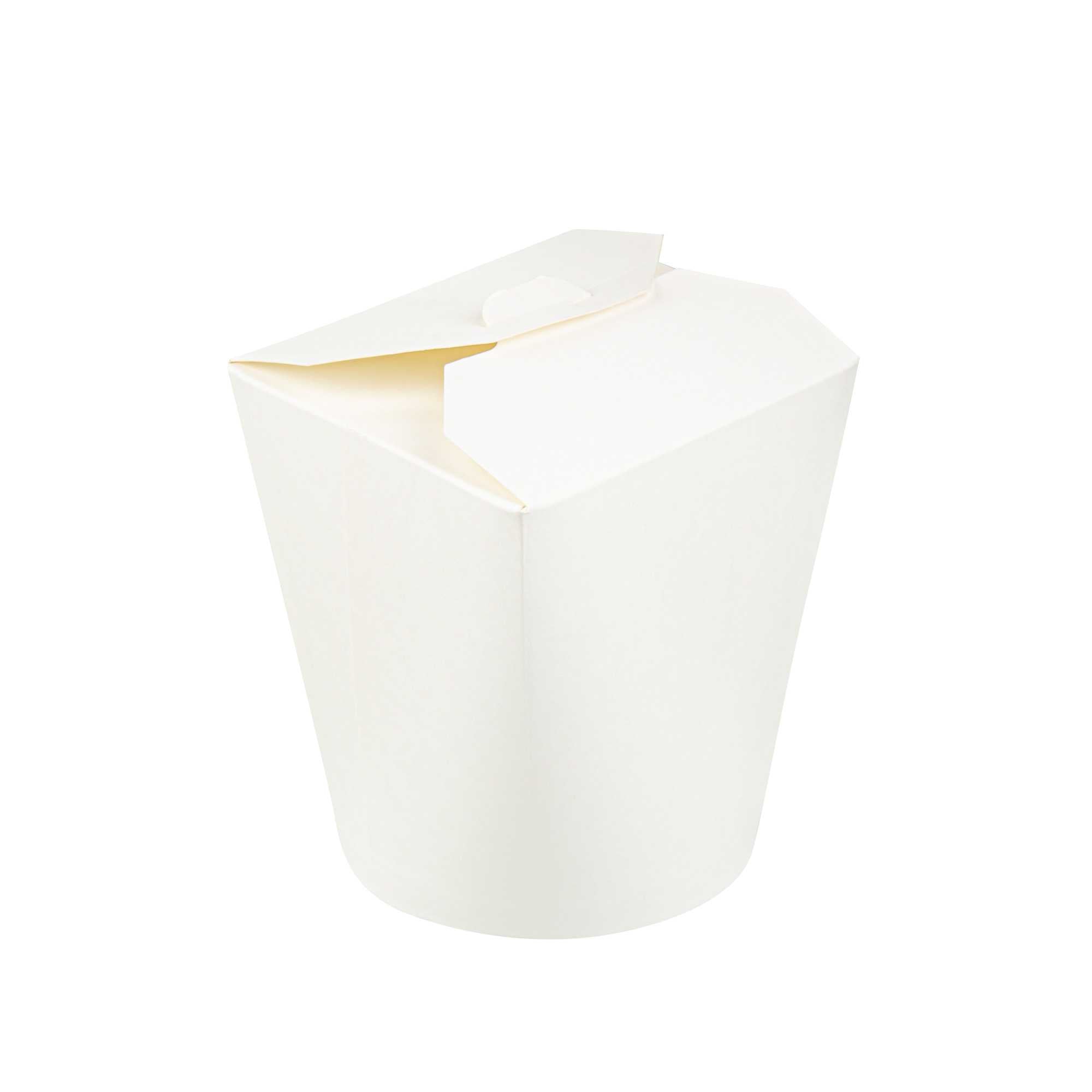 Bio Tek 32 oz Round White Paper Noodle Take Out Container - 4" x 3 1/2" x 4 1/2" - 200 count box