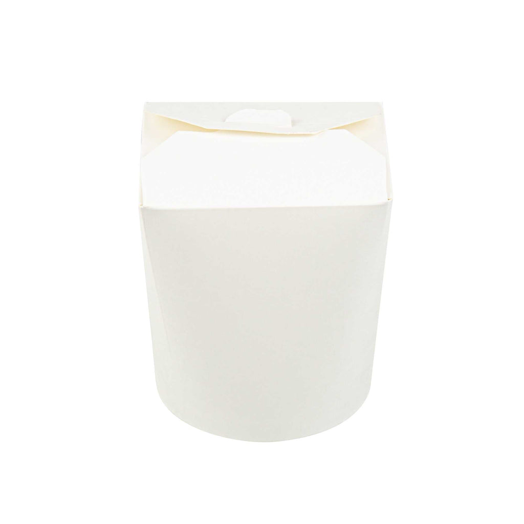 Bio Tek 32 oz Round White Paper Noodle Take Out Container - 4" x 3 1/2" x 4 1/2" - 50 count box