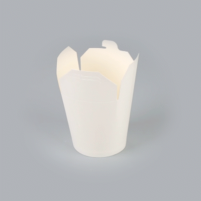 Bio Tek 32 oz Round White Paper Noodle Take Out Container - 4" x 3 1/2" x 4 1/2" - 200 count box