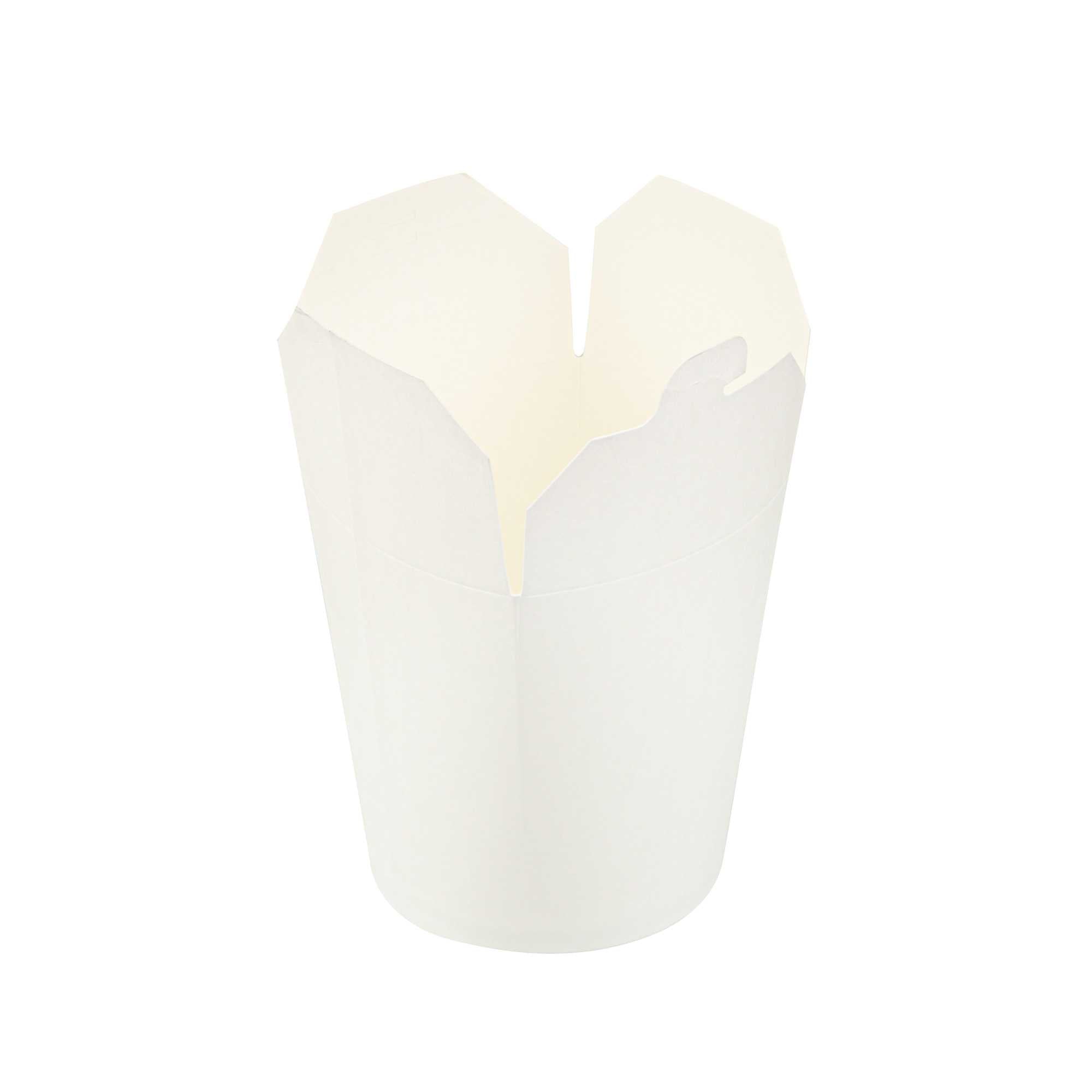 Bio Tek 32 oz Round White Paper Noodle Take Out Container - 4" x 3 1/2" x 4 1/2" - 200 count box