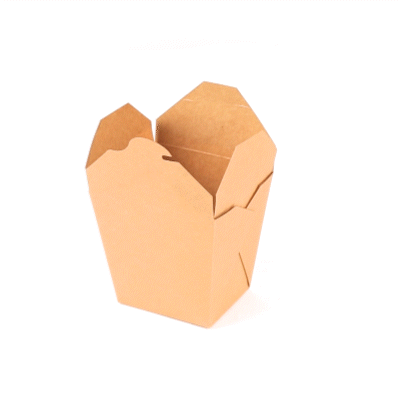 Bio Tek 26 oz Square Kraft Paper Noodle Take Out Container - 4" x 3 1/2" x 4" - 25 count box