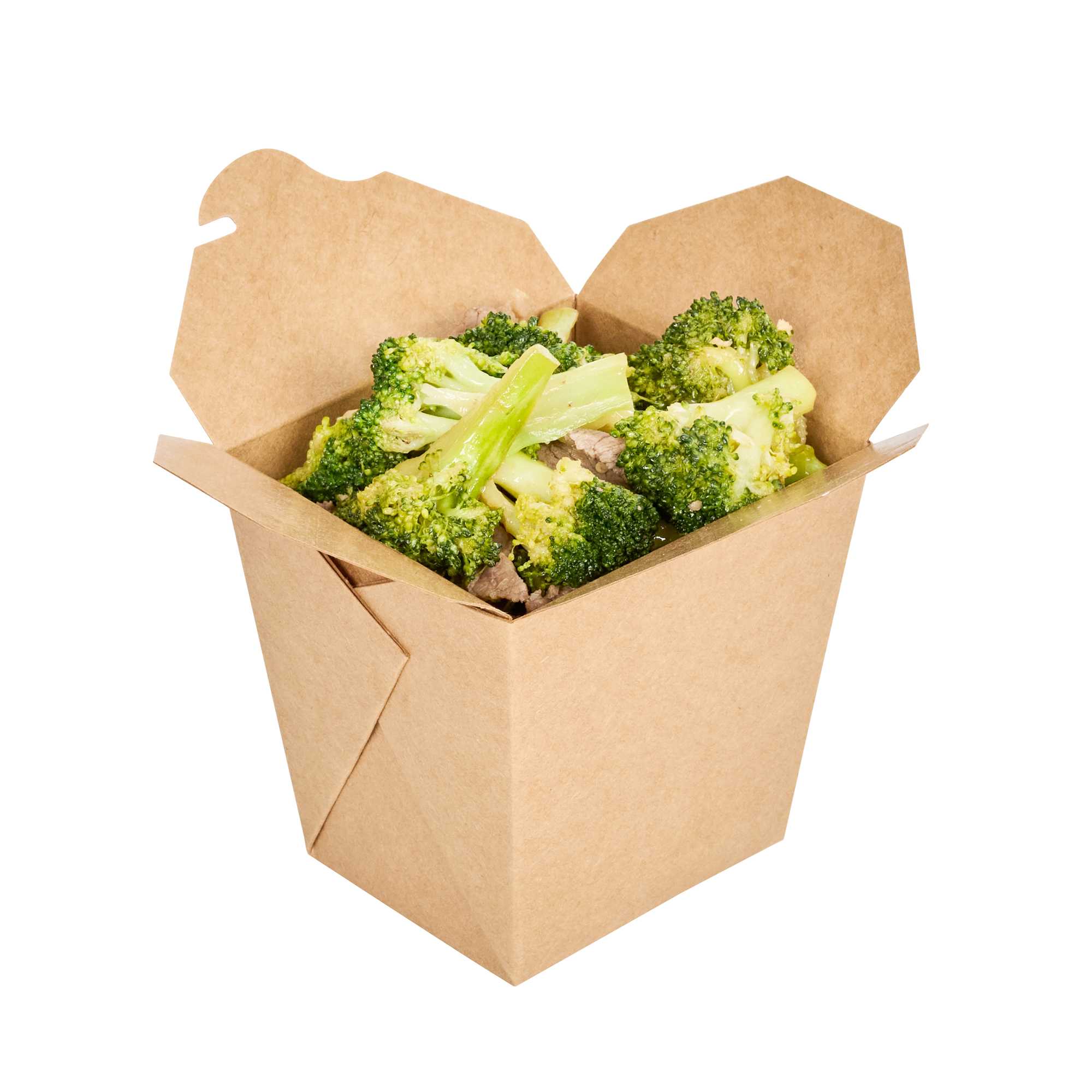 Bio Tek 26 oz Square Kraft Paper Noodle Take Out Container - 4" x 3 1/2" x 4" - 50 count box