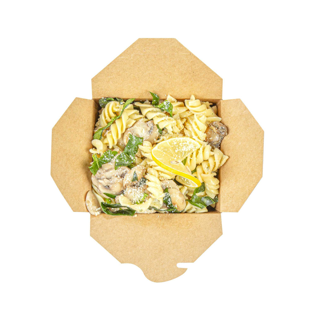 Bio Tek 26 oz Square Kraft Paper Noodle Take Out Container - 4" x 3 1/2" x 4" - 50 count box