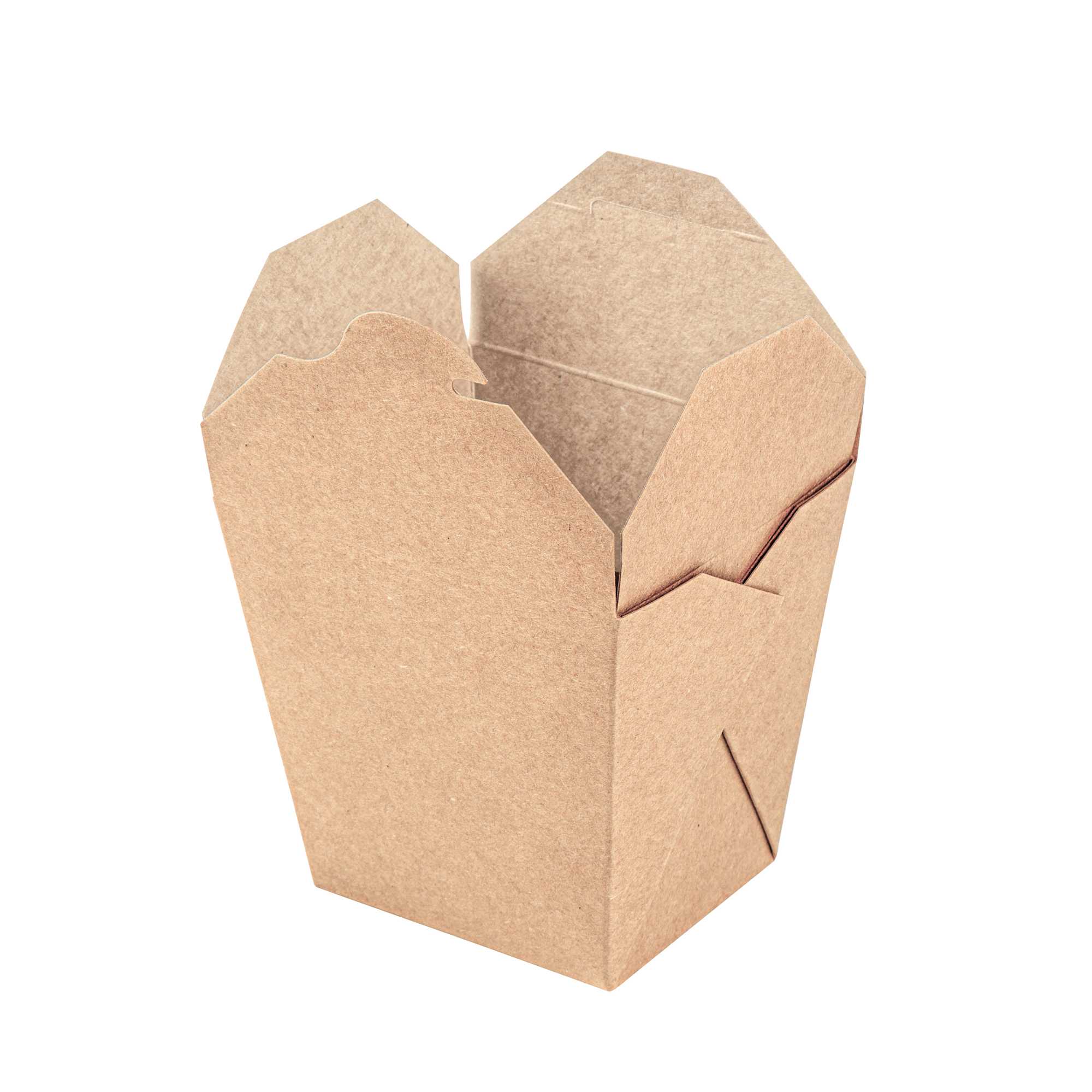 Bio Tek 26 oz Square Kraft Paper Noodle Take Out Container - 4" x 3 1/2" x 4" - 50 count box