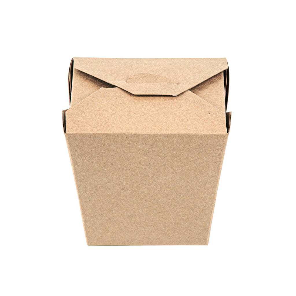 Bio Tek 26 oz Square Kraft Paper Noodle Take Out Container - 4" x 3 1/2" x 4" - 50 count box