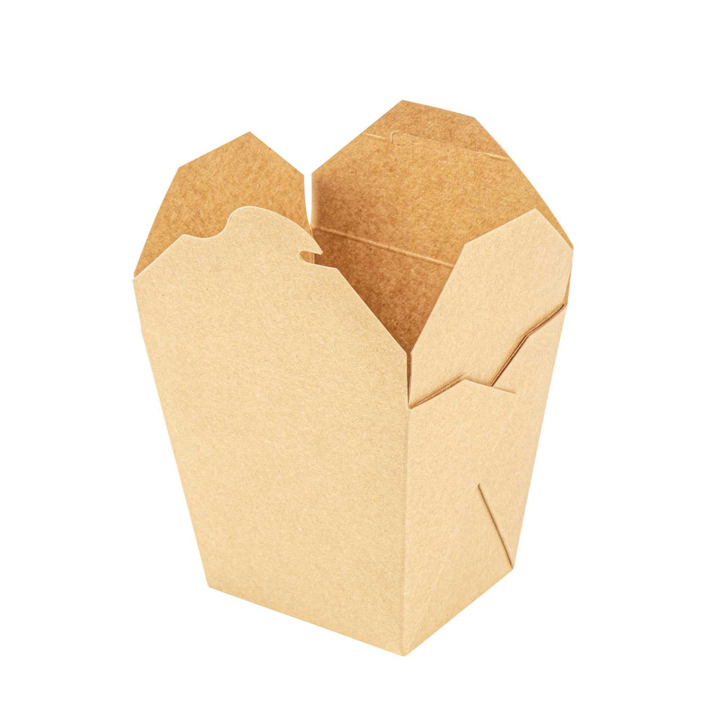 Bio Tek 26 oz Square Kraft Paper Noodle Take Out Container - 4" x 3 1/2" x 4" - 200 count box