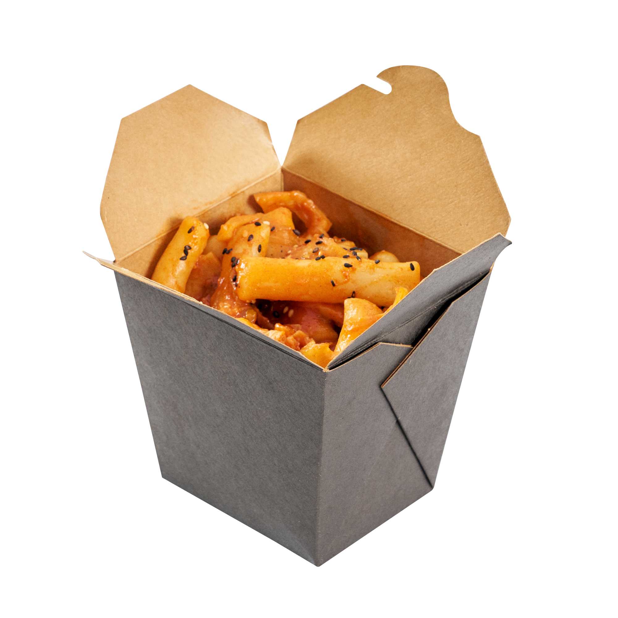 Bio Tek 26 oz Square Black Paper Noodle Take Out Container - 4" x 3 1/2" x 4" - 25 count box