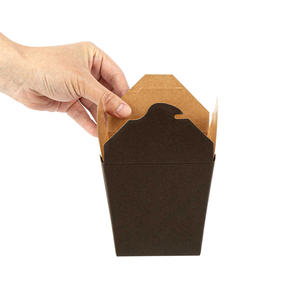 Bio Tek 26 oz Square Black Paper Noodle Take Out Container - 4" x 3 1/2" x 4" - 25 count box