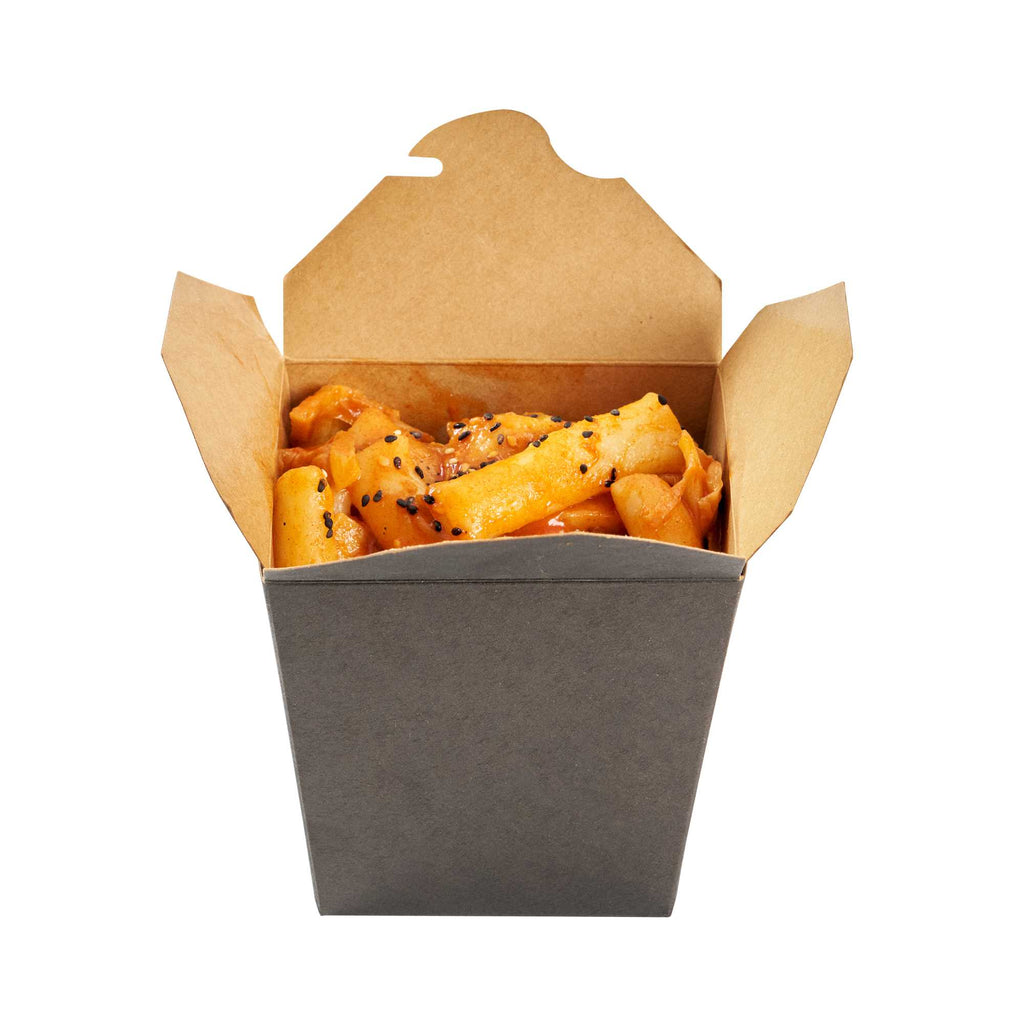 Bio Tek 26 oz Square Black Paper Noodle Take Out Container - 4" x 3 1/2" x 4" - 25 count box