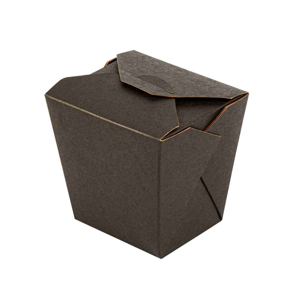 Bio Tek 26 oz Square Black Paper Noodle Take Out Container - 4" x 3 1/2" x 4" - 25 count box