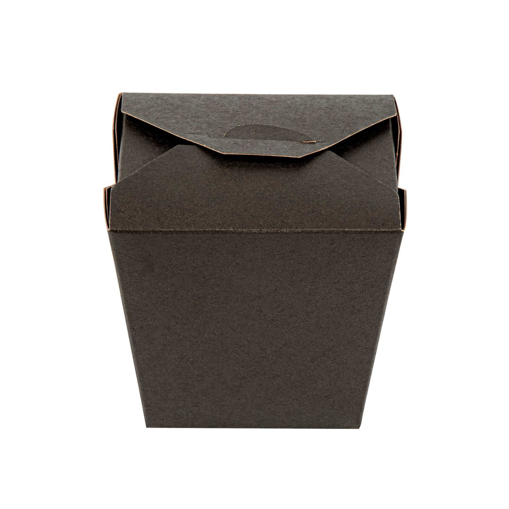 Bio Tek 26 oz Square Black Paper Noodle Take Out Container - 4" x 3 1/2" x 4" - 50 count box