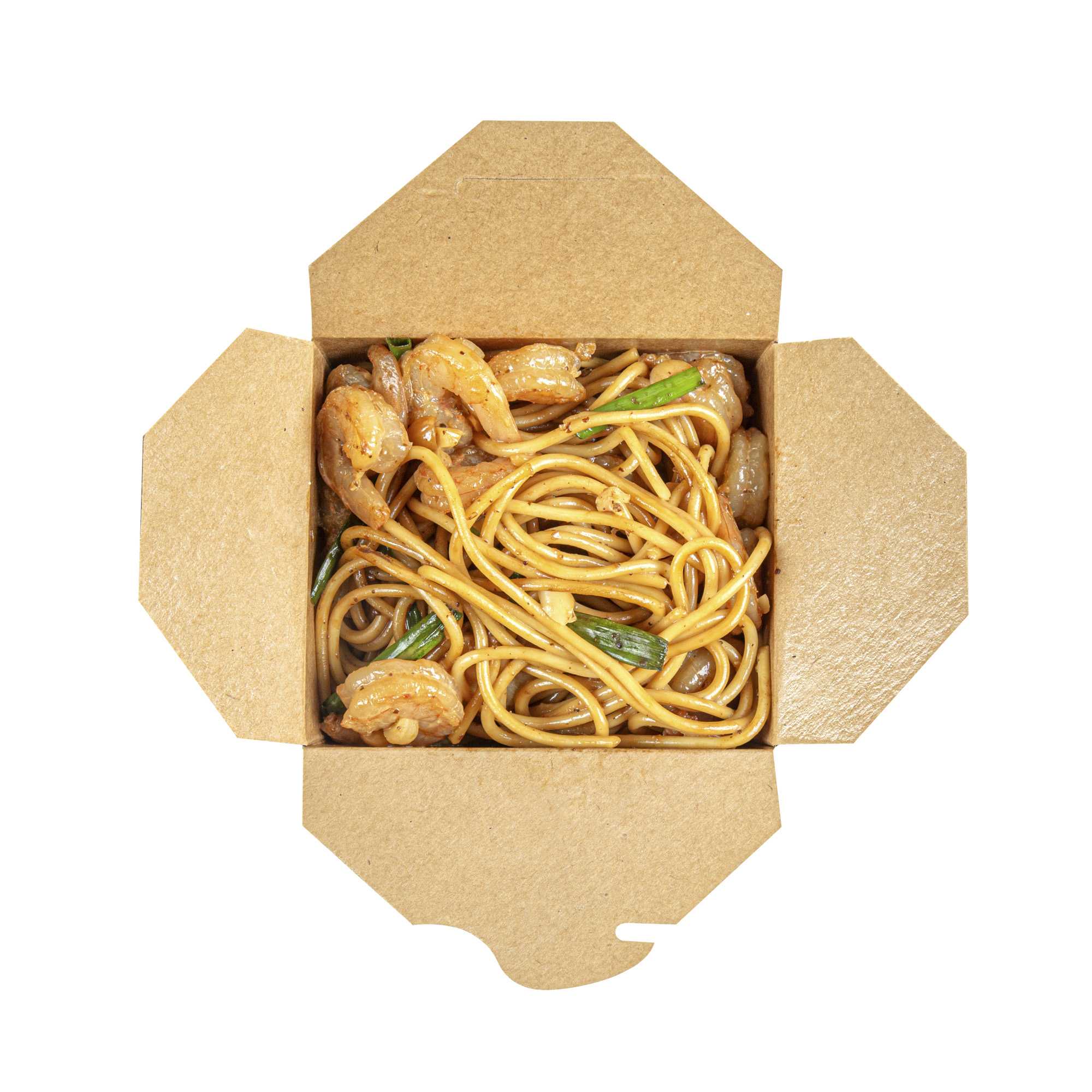 Bio Tek 26 oz Square Black Paper Noodle Take Out Container - 4" x 3 1/2" x 4" - 200 count box