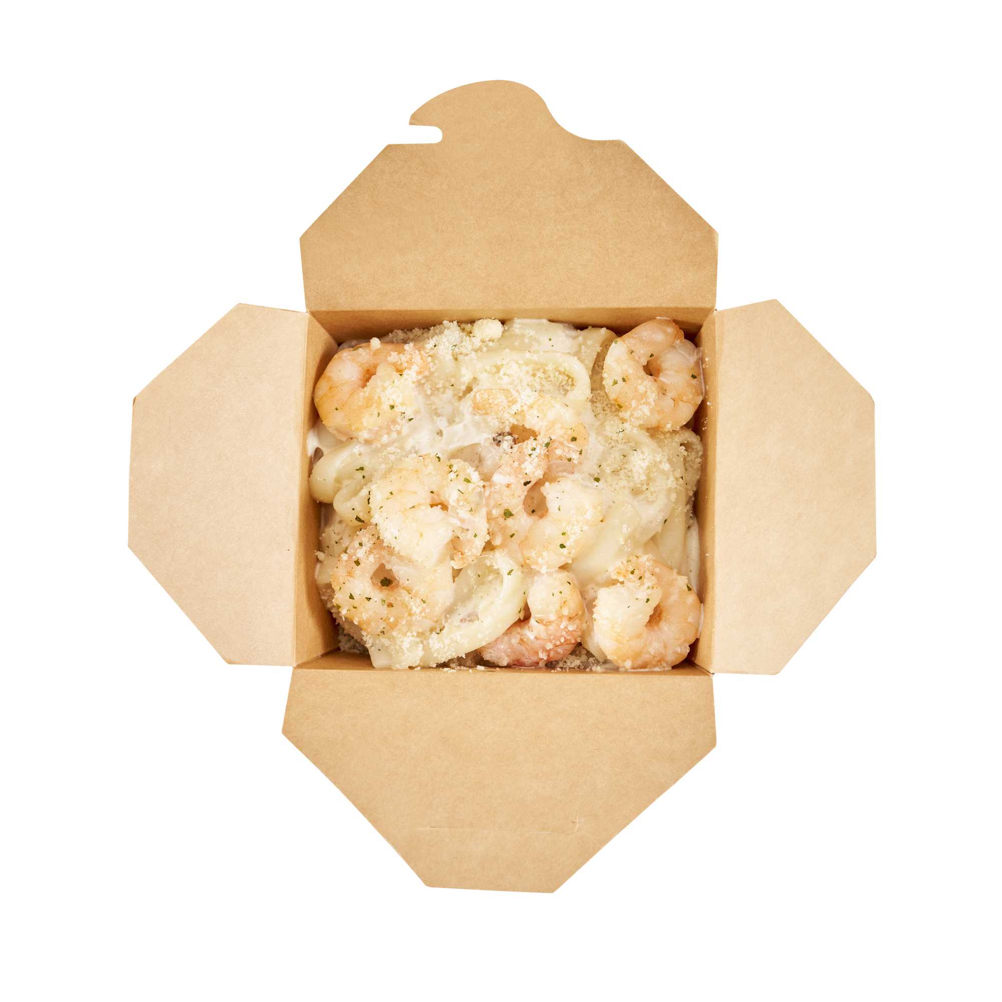 Bio Tek 26 oz Square Frenchie Paper Noodle Take Out Container - 4" x 3 1/2" x 4" - 50 count box