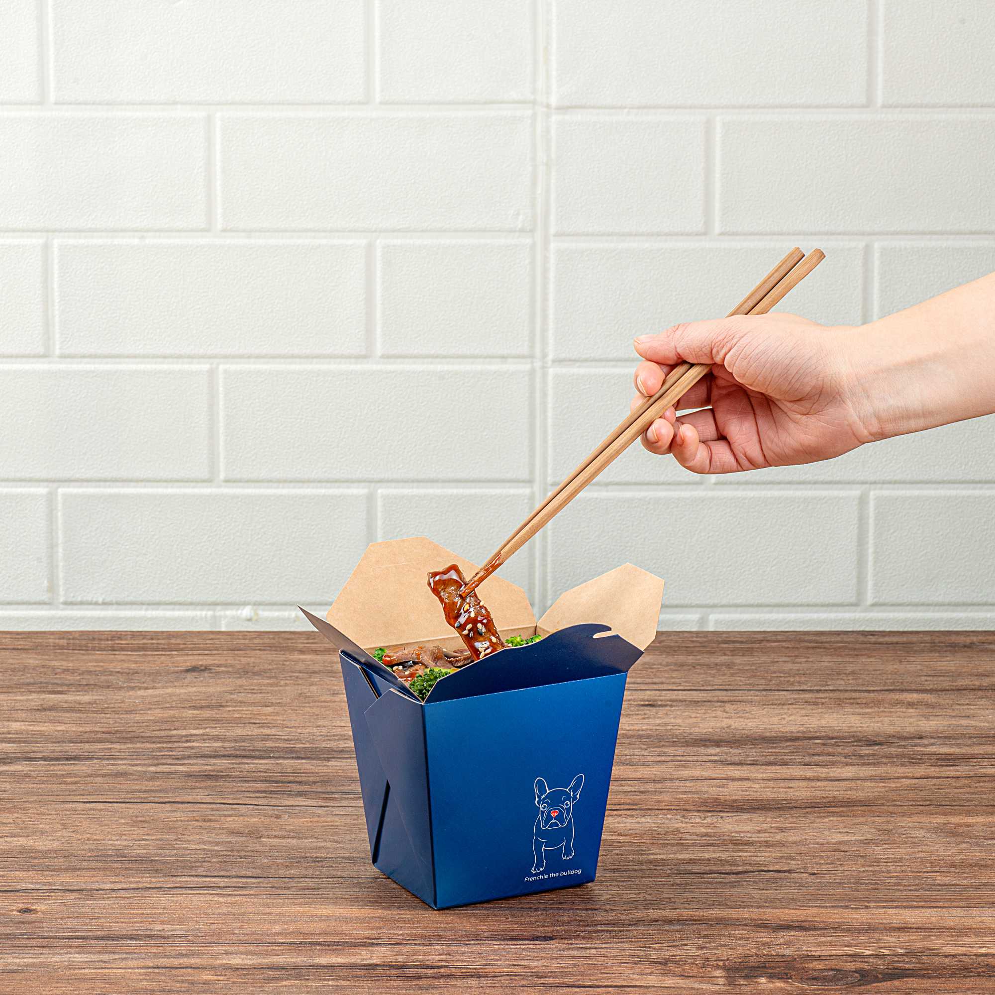 Bio Tek 26 oz Square Frenchie Paper Noodle Take Out Container - 4" x 3 1/2" x 4" - 200 count box