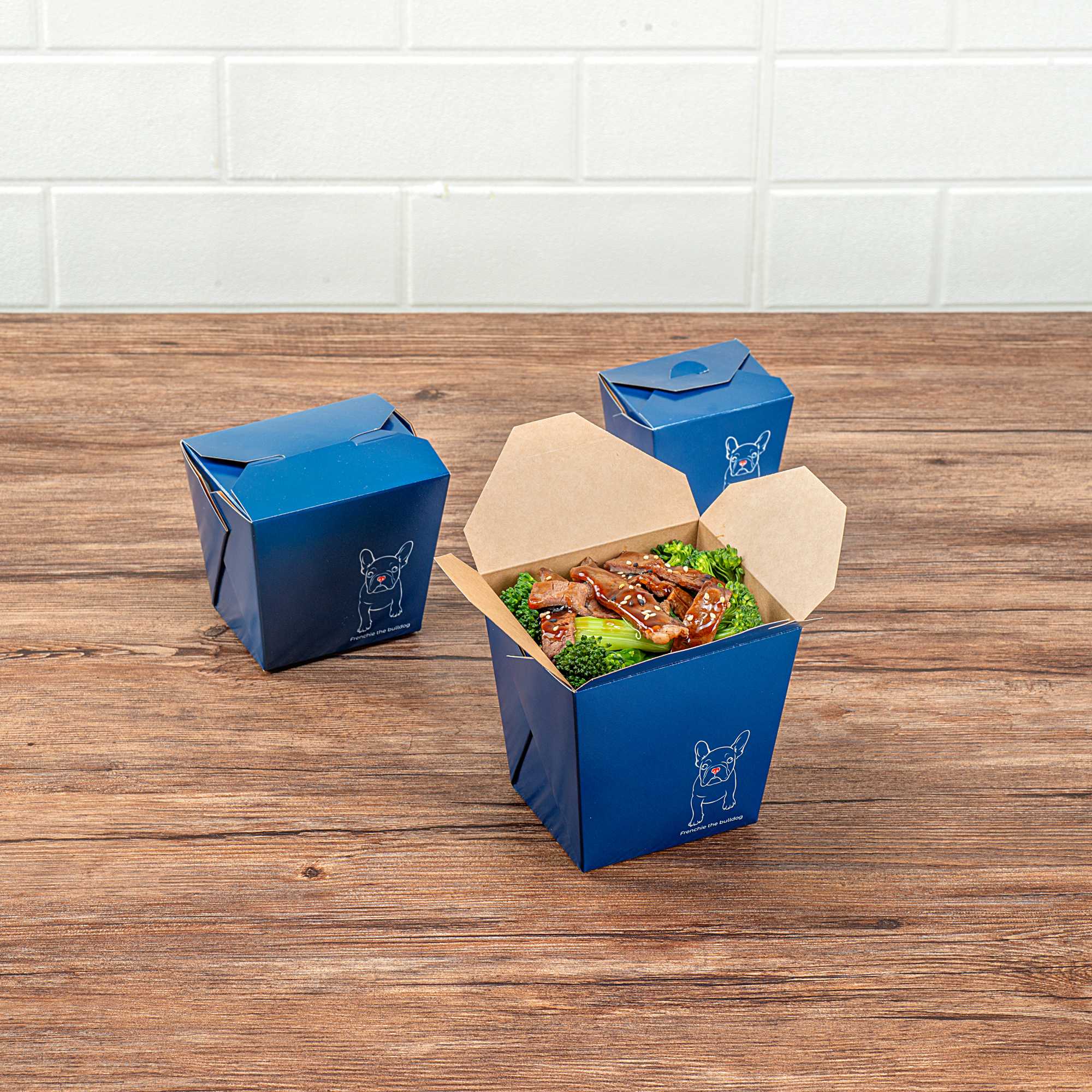 Bio Tek 26 oz Square Frenchie Paper Noodle Take Out Container - 4" x 3 1/2" x 4" - 200 count box