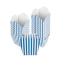 Bio Tek 26 oz Square Blue and White Stripe Paper Noodle Take Out Container - 4" x 3 1/2" x 4" - 200 count box