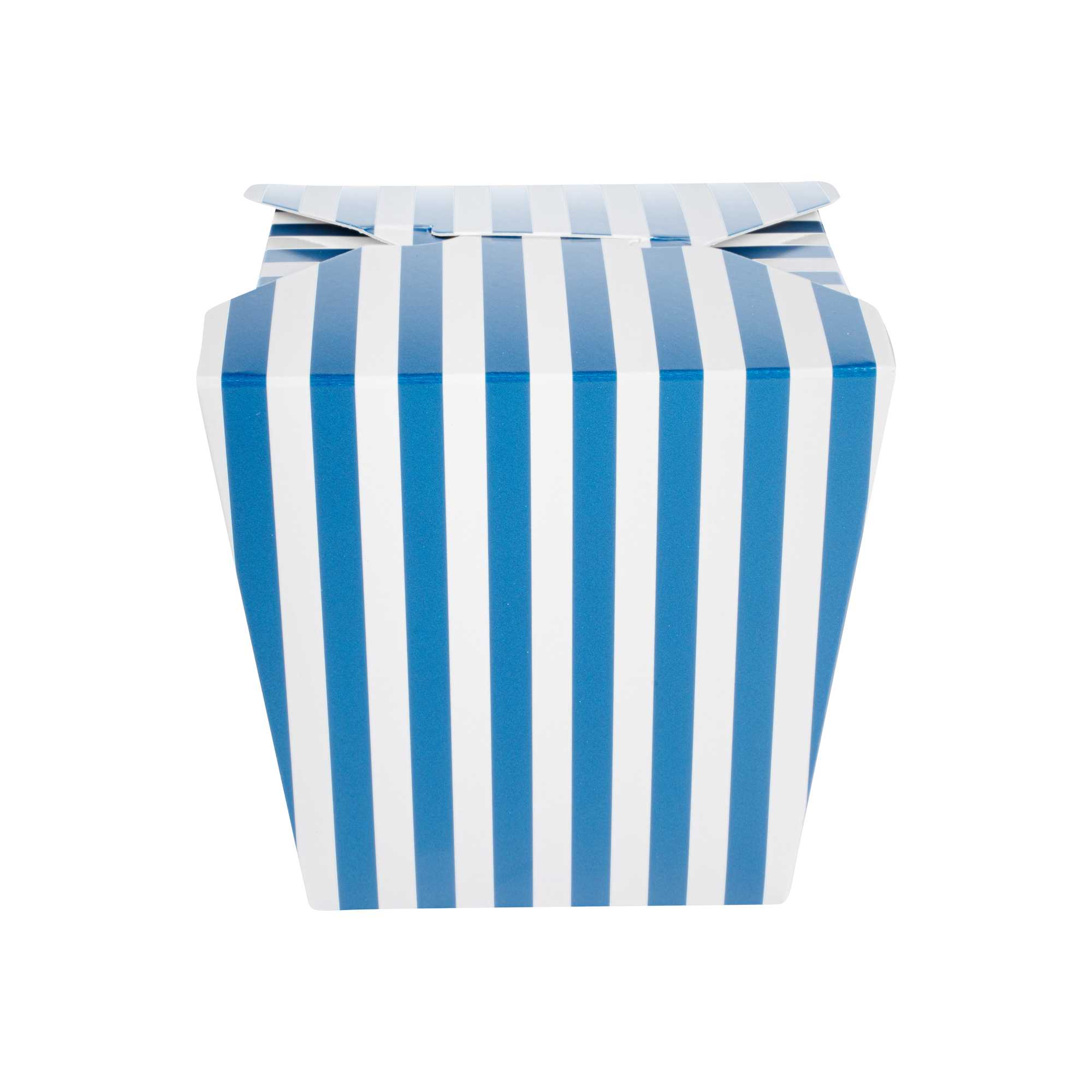 Bio Tek 26 oz Square Blue and White Stripe Paper Noodle Take Out Container - 4" x 3 1/2" x 4" - 200 count box