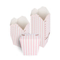 Bio Tek 26 oz Square Pink and White Stripe Paper Noodle Take Out Container - 4" x 3 1/2" x 4" - 50 count box