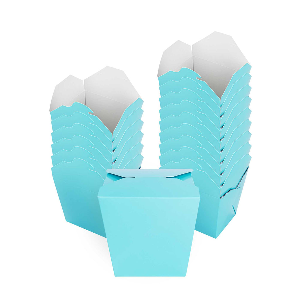 Bio Tek 26 oz Square Turquoise Paper Noodle Take Out Container - 4" x 3 1/2" x 4" - 200 count box