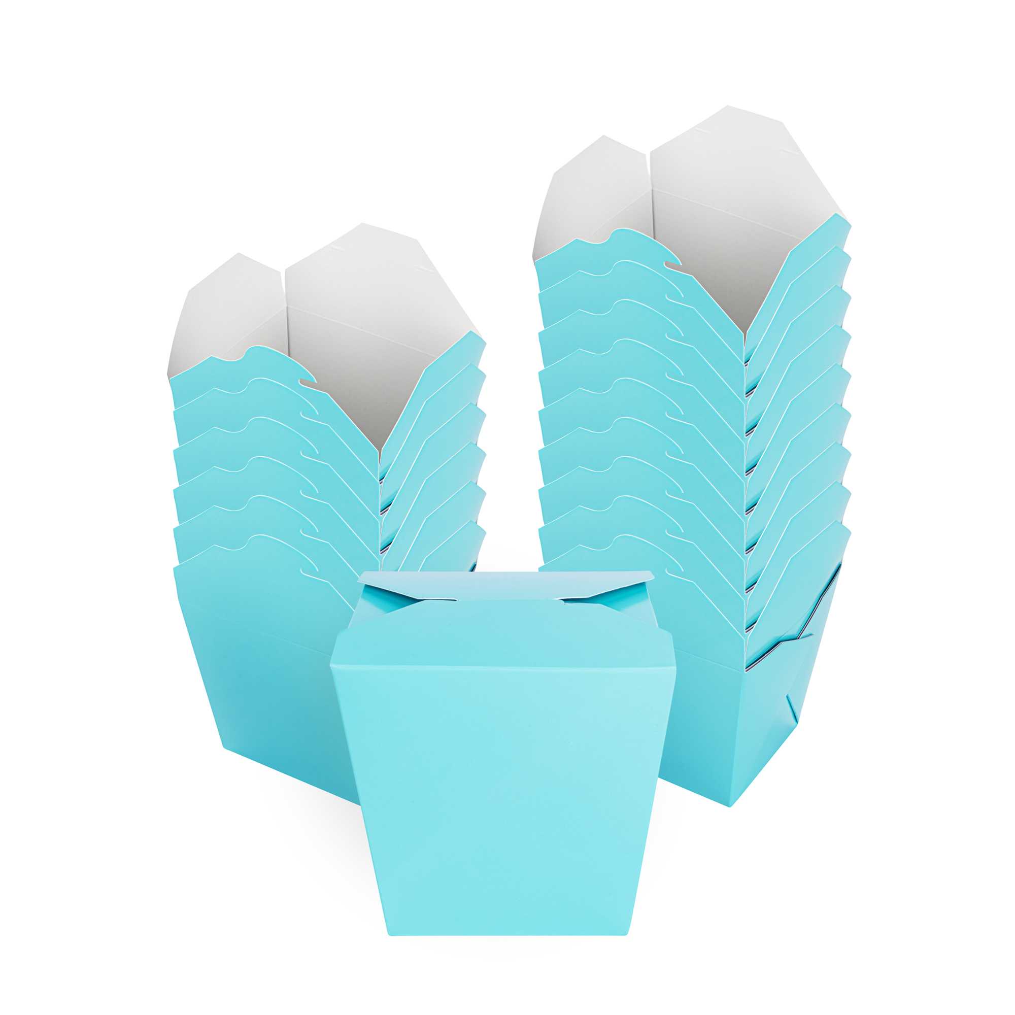Bio Tek 26 oz Square Turquoise Paper Noodle Take Out Container - 4" x 3 1/2" x 4" - 50 count box