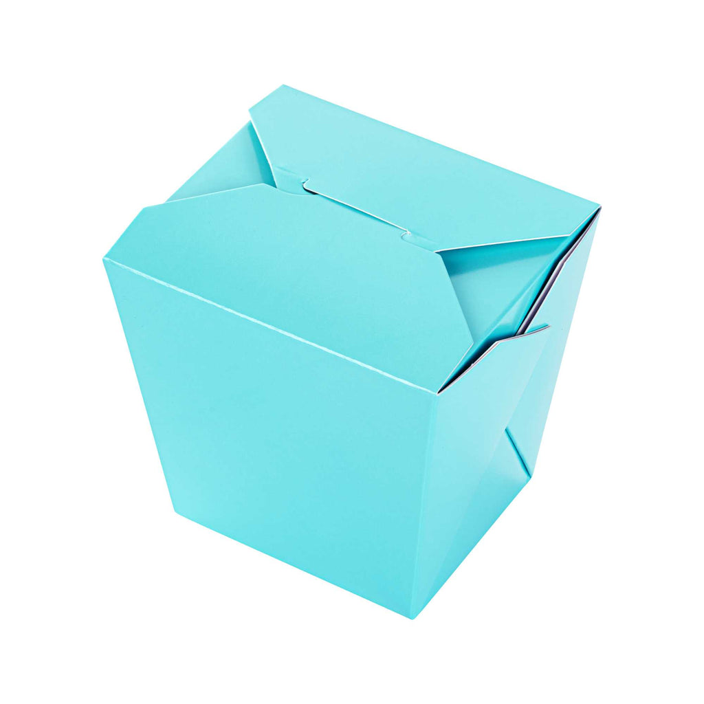 Bio Tek 26 oz Square Turquoise Paper Noodle Take Out Container - 4" x 3 1/2" x 4" - 50 count box