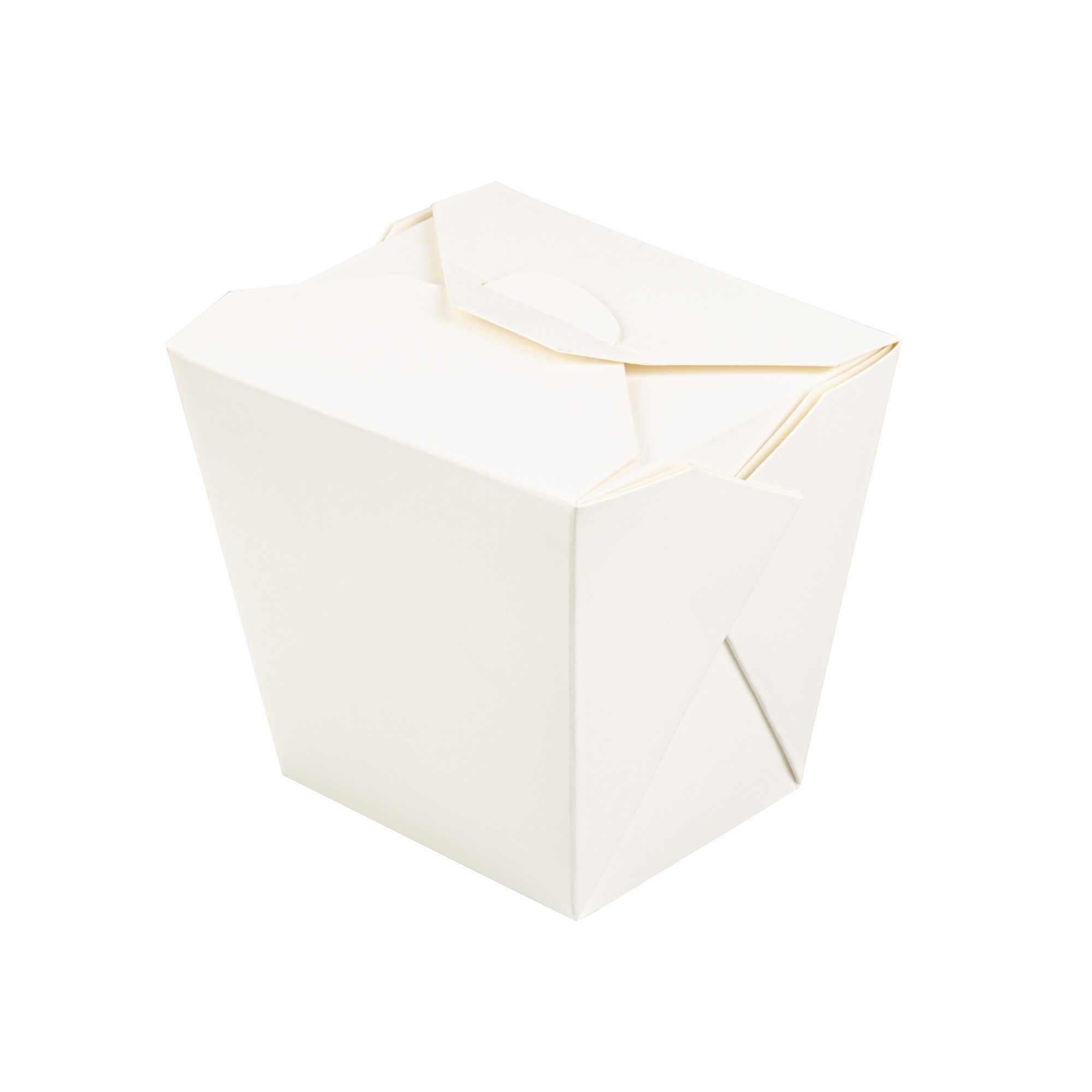 Bio Tek 26 oz Square White Paper Noodle Take Out Container - 4" x 3 1/2" x 4" - 50 count box