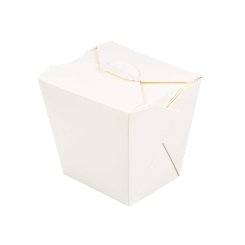 Bio Tek 26 oz Square White Paper Noodle Take Out Container - 4" x 3 1/2" x 4" - 50 count box