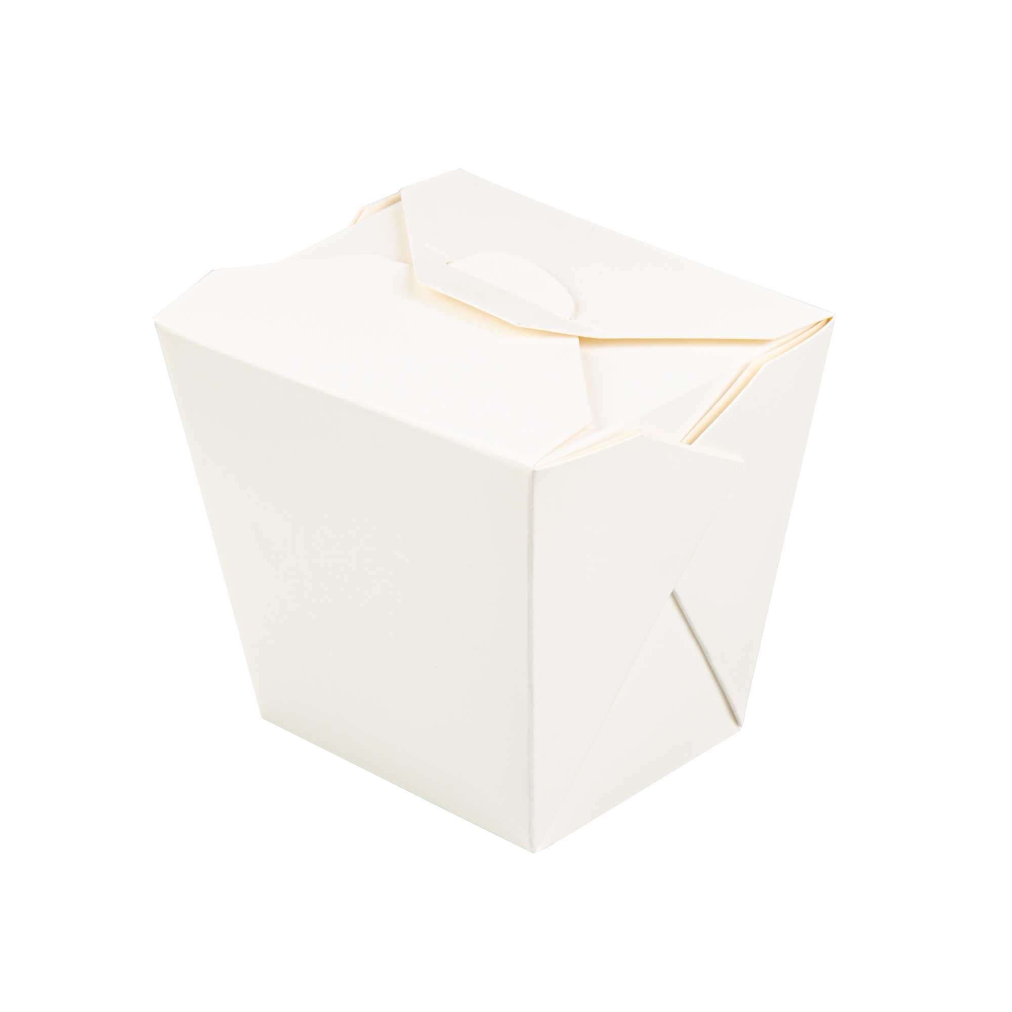 Bio Tek 26 oz Square White Paper Noodle Take Out Container - 4" x 3 1/2" x 4" - 50 count box