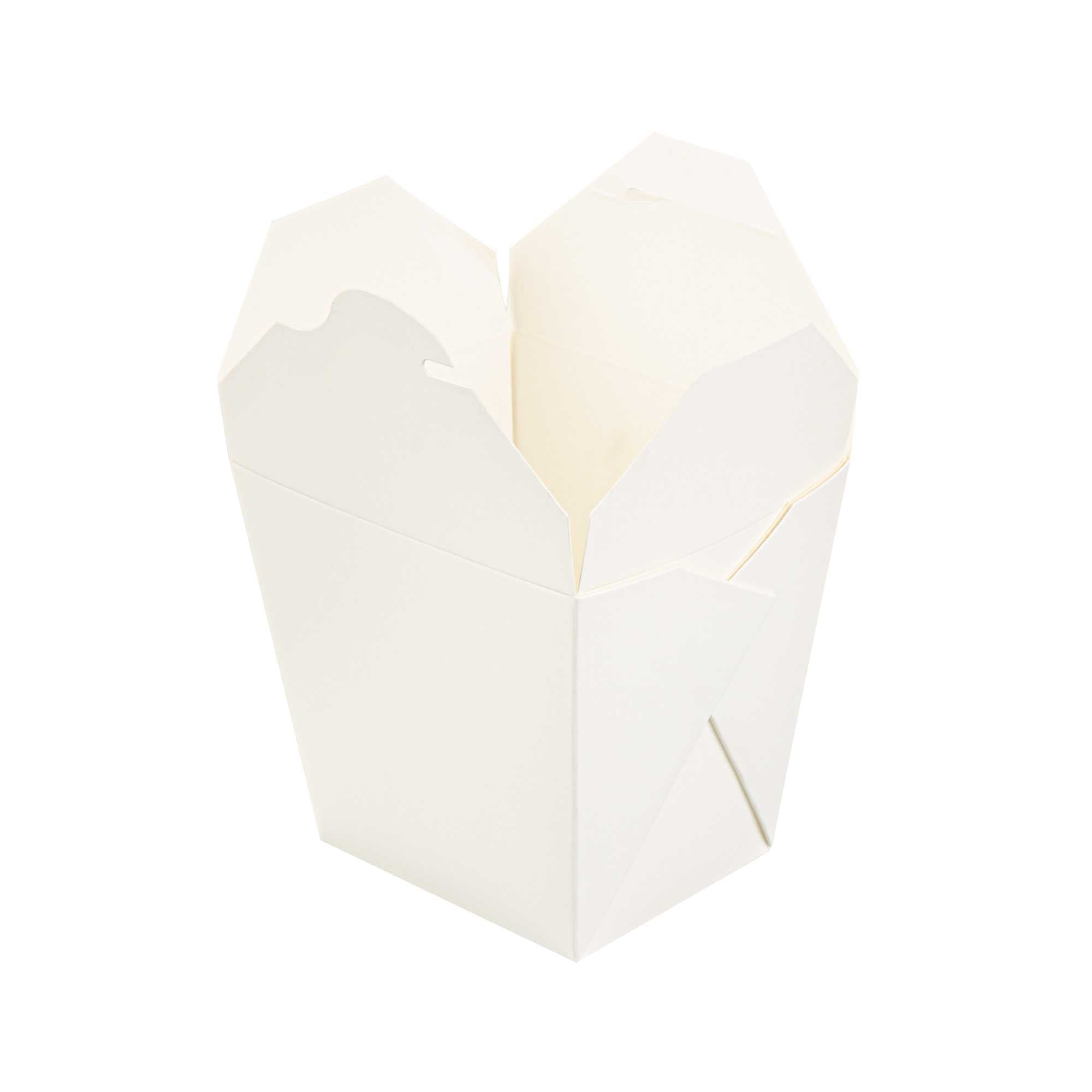 Bio Tek 26 oz Square White Paper Noodle Take Out Container - 4" x 3 1/2" x 4" - 200 count box