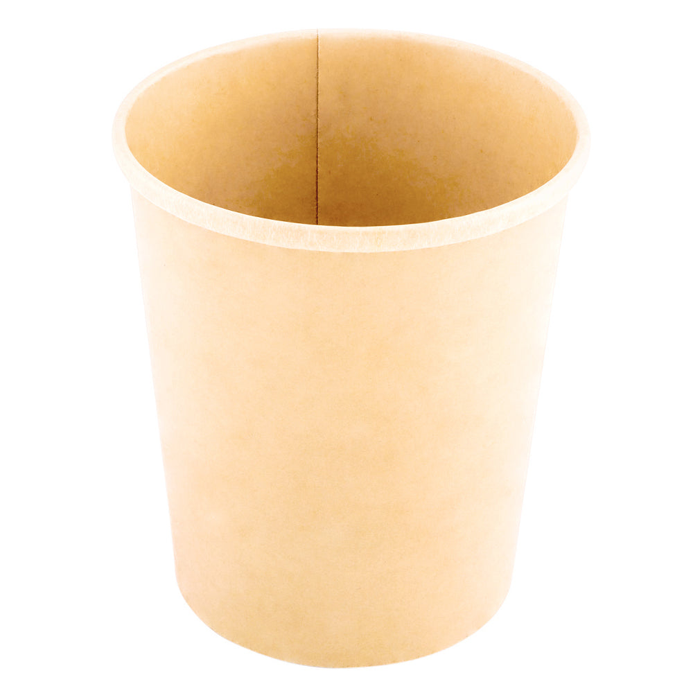 Bio Tek 32 oz Round Bamboo Paper Soup Container - 4 1/2" x 4 1/2" x 5 1/4" - 25 count box