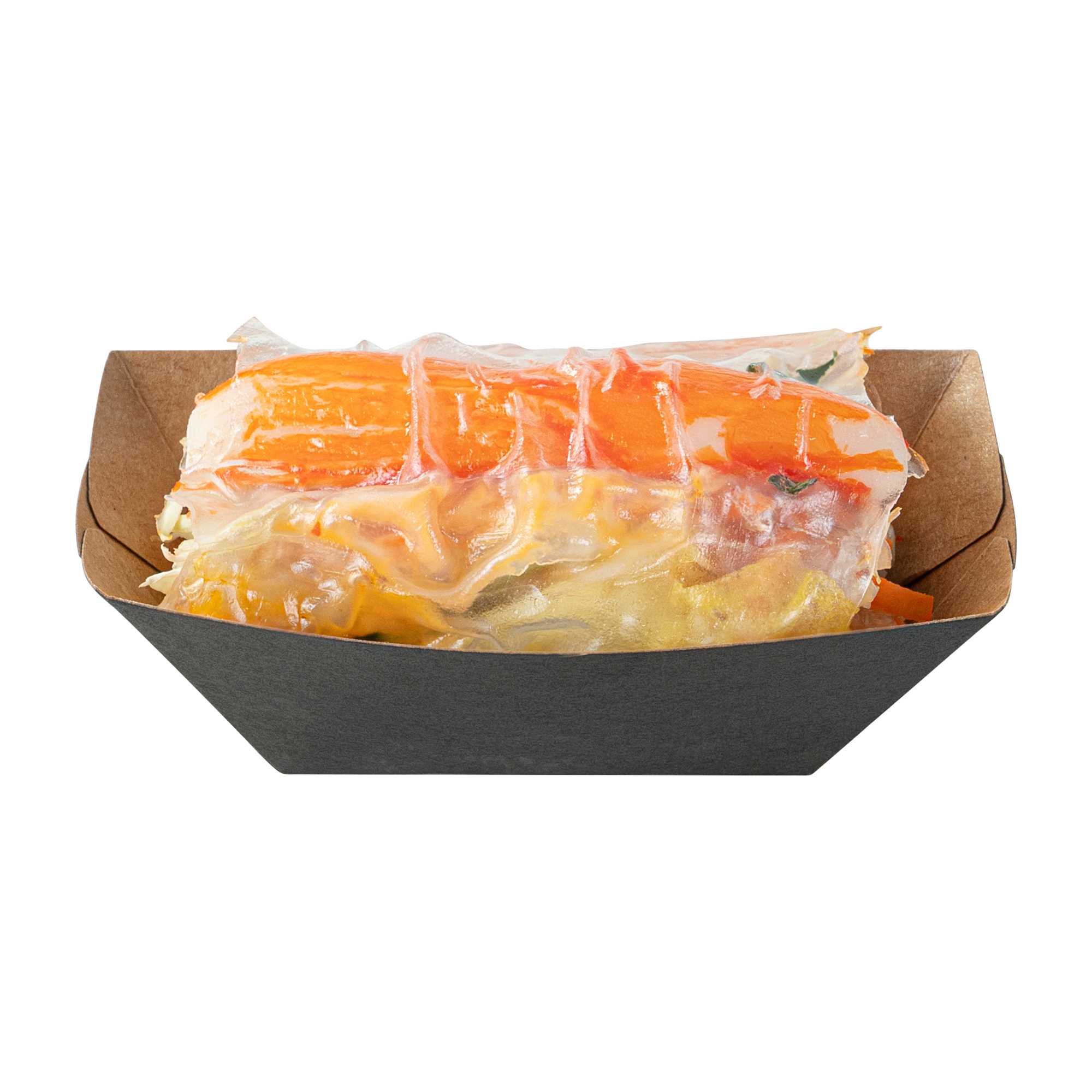 Bio Tek 2 oz Black Paper Food Tray / Boat - 3 1/4" x 2 1/4" x 1 1/4" - 50 count box