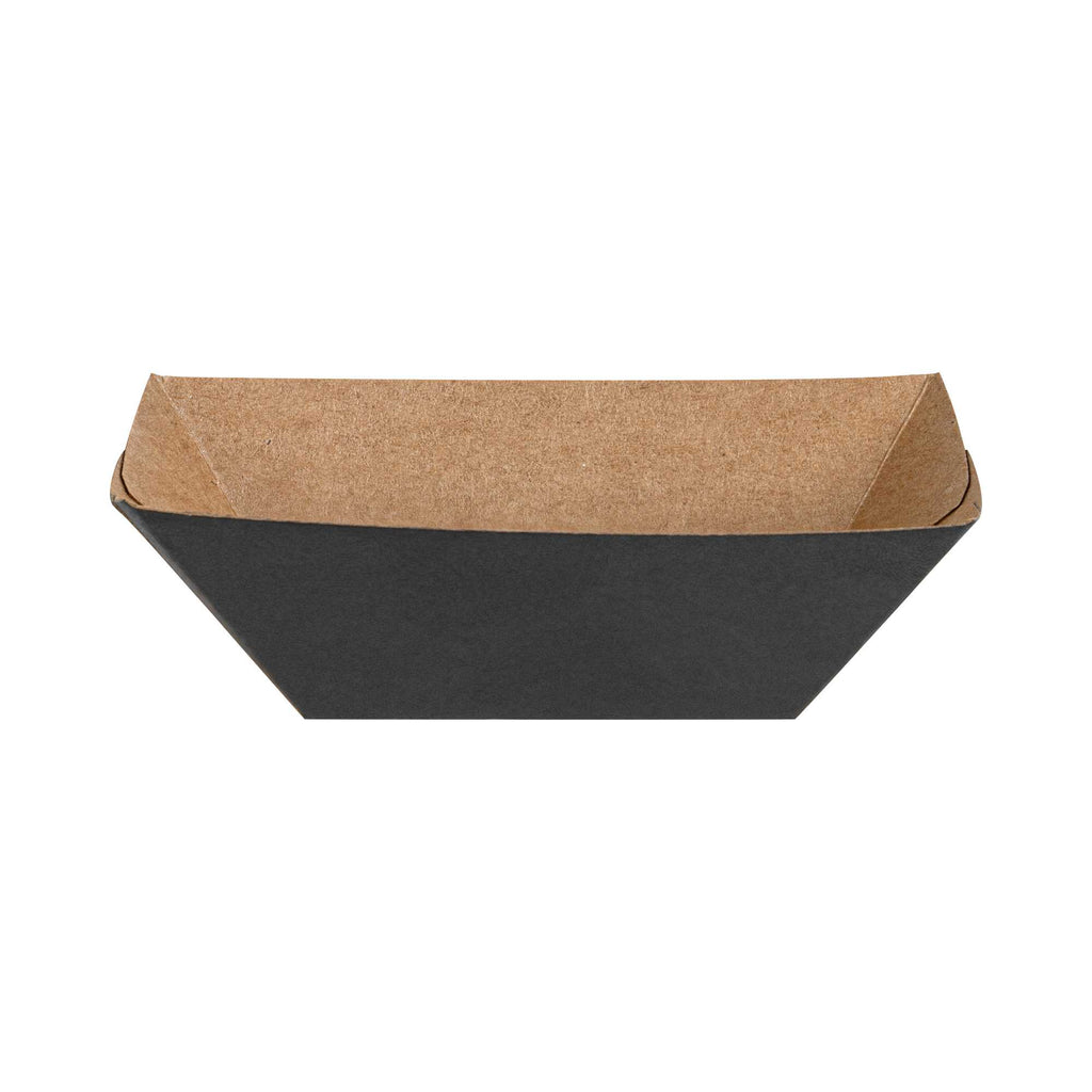 Bio Tek 2 oz Black Paper Food Tray / Boat - 3 1/4" x 2 1/4" x 1 1/4" - 50 count box
