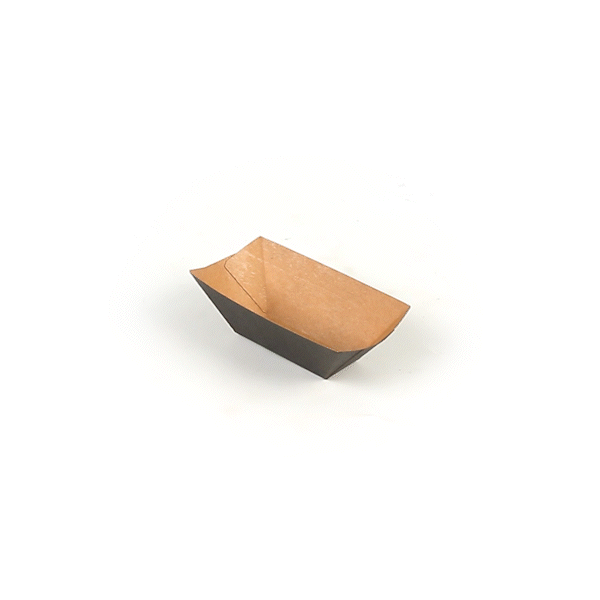 Bio Tek 2 oz Black Paper Food Tray / Boat - 3 1/4" x 2 1/4" x 1 1/4" - 400 count box
