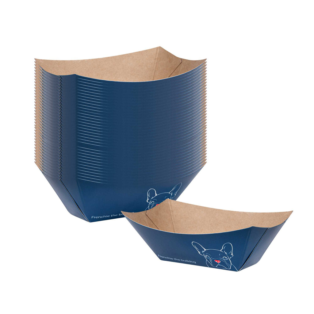 Bio Tek 2 oz Frenchie Paper Food Tray / Boat - 3 1/4" x 2 1/4" x 1 1/4" - 400 count box