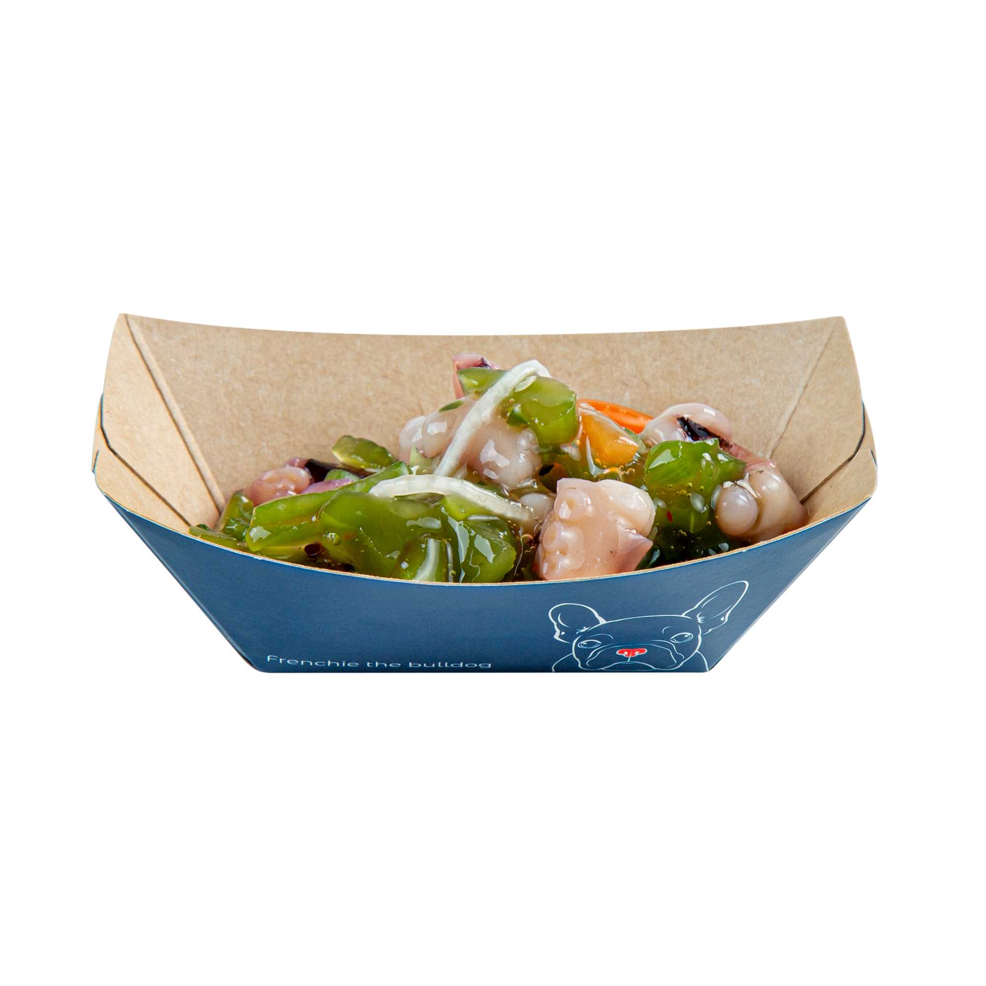 Bio Tek 2 oz Frenchie Paper Food Tray / Boat - 3 1/4" x 2 1/4" x 1 1/4" - 50 count box