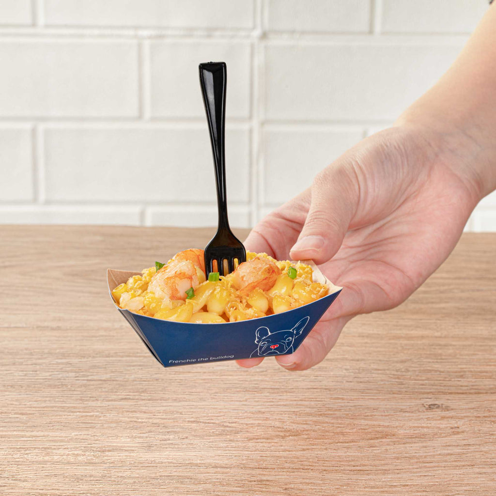 Bio Tek 2 oz Frenchie Paper Food Tray / Boat - 3 1/4" x 2 1/4" x 1 1/4" - 400 count box