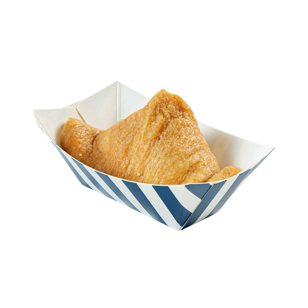 Bio Tek 2 oz Blue and White Stripe Paper Food Tray / Boat - 3 1/4" x 2 1/4" x 1 1/4" - 400 count box