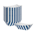 Bio Tek 2 oz Blue and White Stripe Paper Food Tray / Boat - 3 1/4" x 2 1/4" x 1 1/4" - 400 count box